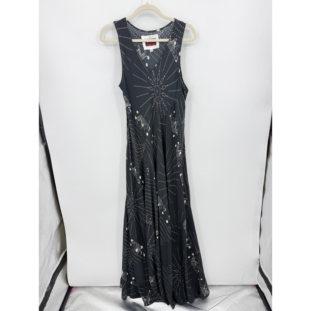 Biya Johnny Was Rhea Silk Tiger Starburst Maxi Dress Women Size M Black B35221-2